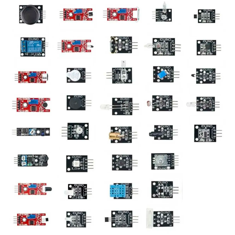 Kit com 37 Módulos e Sensores Para Arduino com Caixa Organizadora