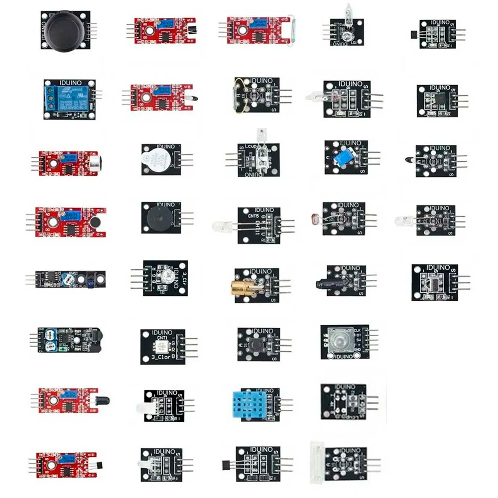Kit com 37 Módulos e Sensores Para Arduino com Caixa Organizadora Kit com 37 Módulos e Sensores Para Arduino com Caixa Organizadora